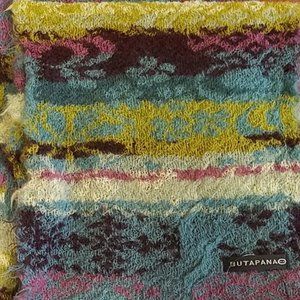 BUTAPANA Japanese Patterned Wool Knit Scarf Floral Stripe